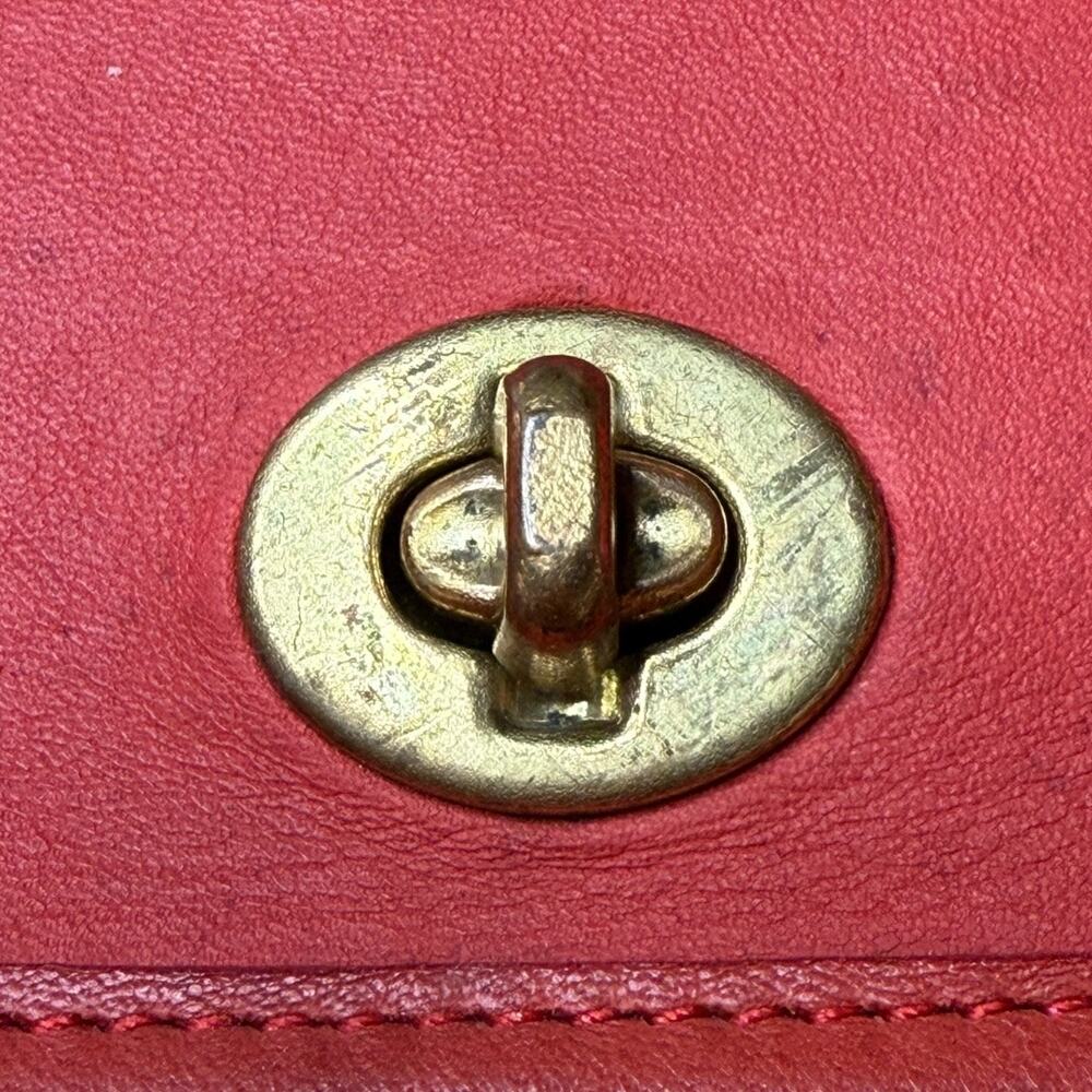 Vintage Coach Pocket Purse Crossbody Bag Red Made In USA 80's - Picture 10 of 16